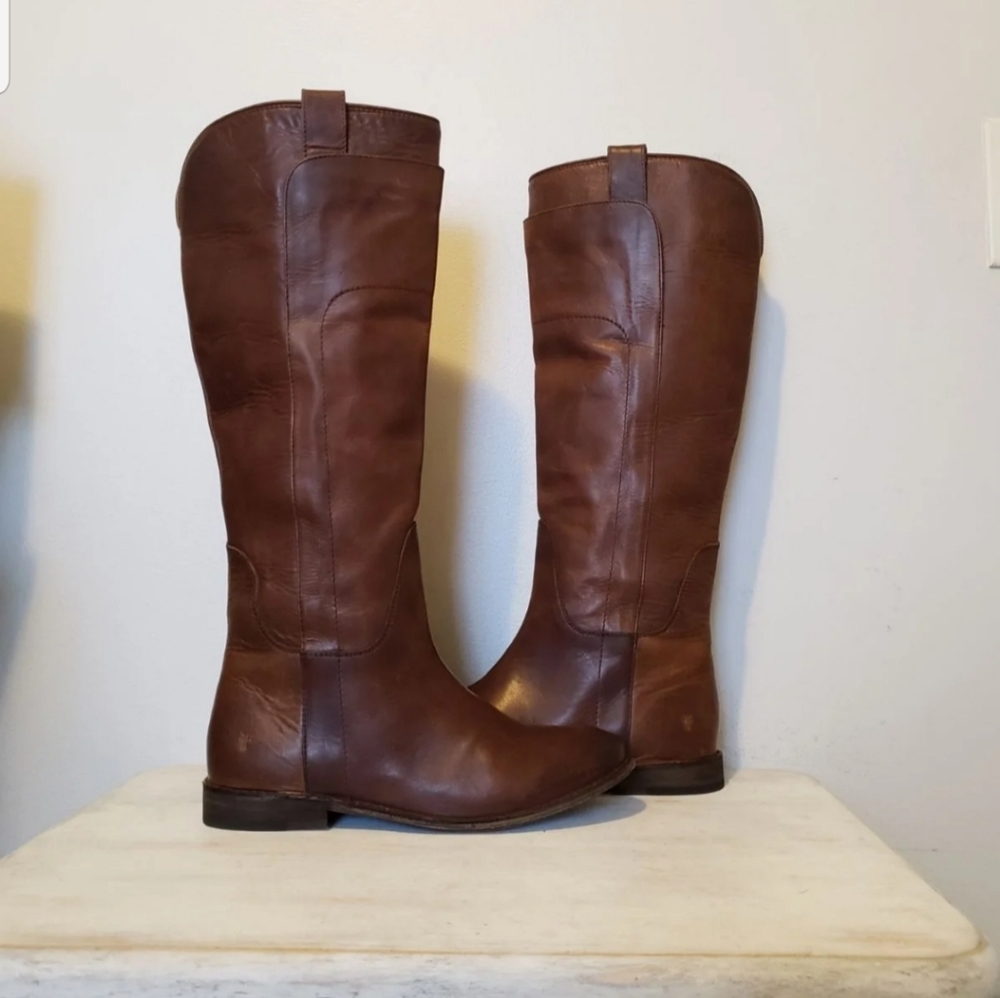 Frye 6 paige tall brown leather boots